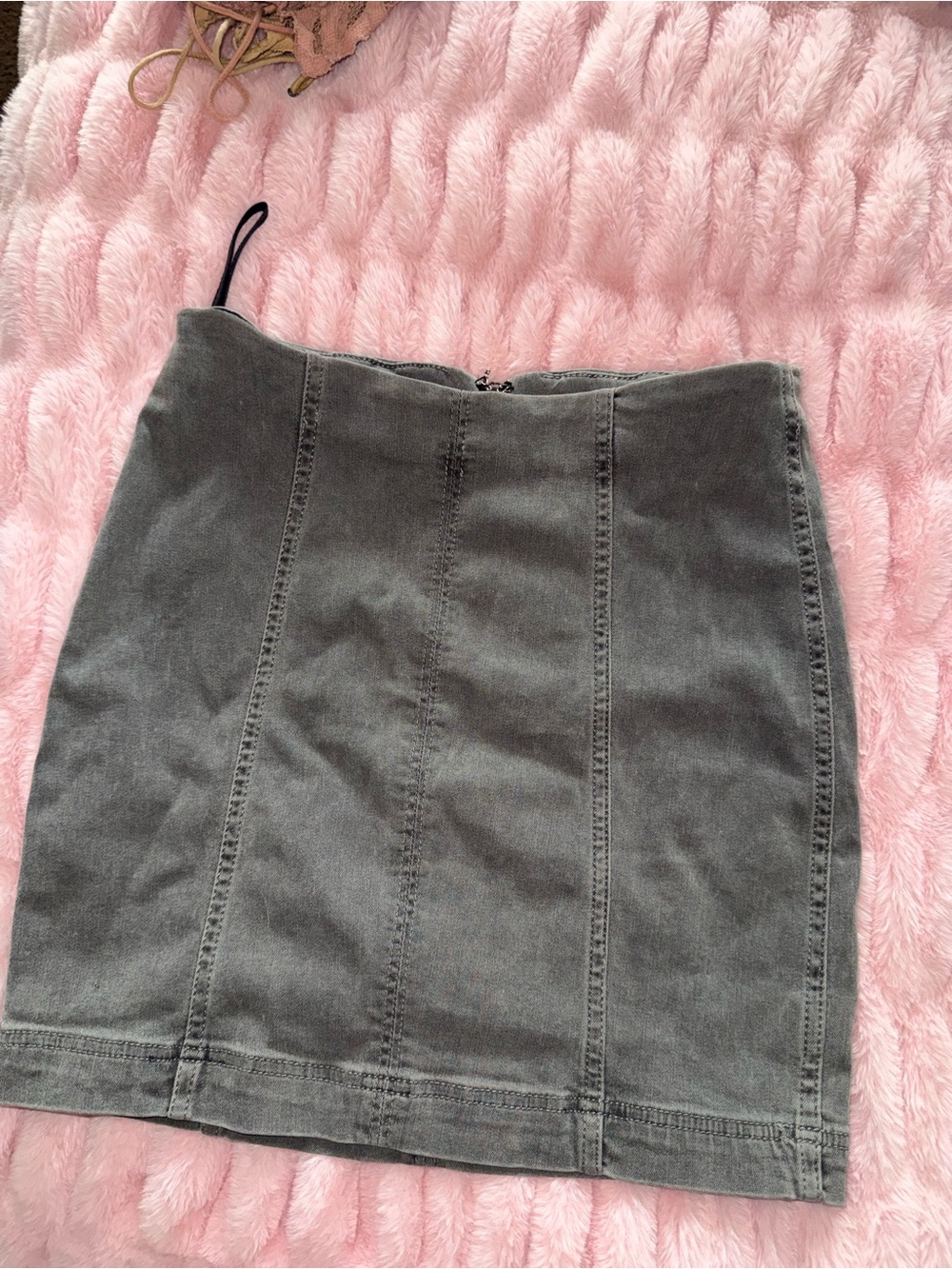 Free People Gray Denim Panel Pencil Skirt